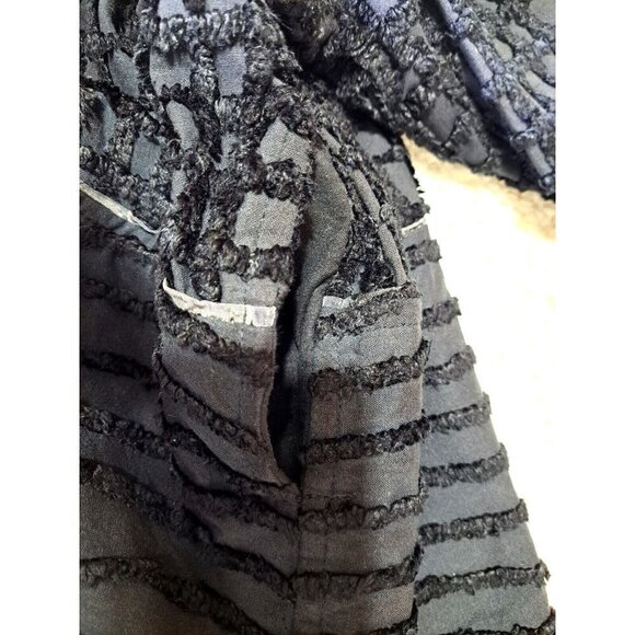 Vintage Flashback Women's M Black Tan Button Front Mandarin Collar Jacket Blazer - Picture 7 of 9